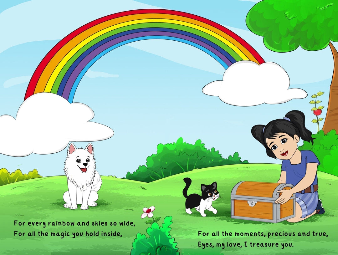 Close-up of the hardcover's textured navy blue fabric cover with visible stitching along the edge and embossed title detail.