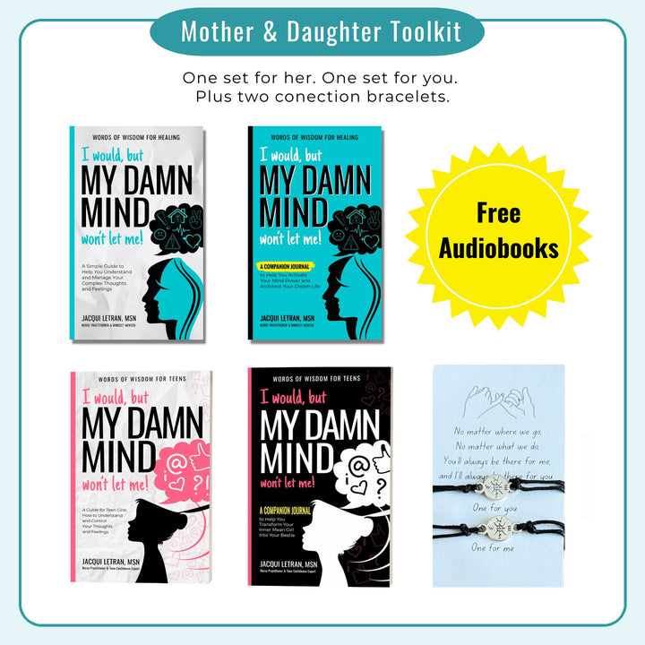 I would but my damn mind wont let me book and journal bundle for mother and daughter plus connection bracelets. large print books for adults
