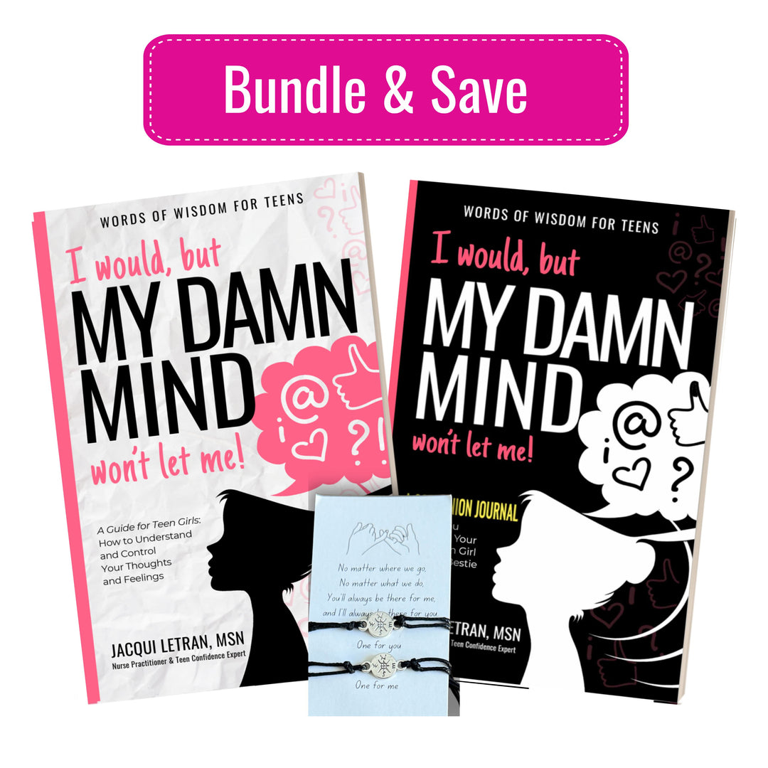 'I would, but My Damn Mind wont let me' book and paper back journal plus pinky promise bracelets bundle for teen girls.