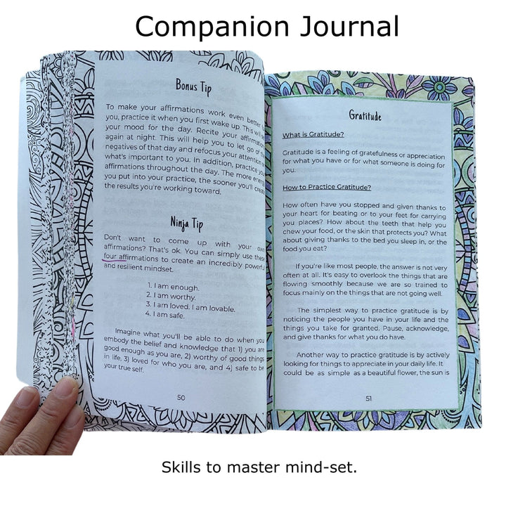Close-up of the Teen Girls Companion Journal cover featuring pink and purple floral patterns with a textured fabric surface
