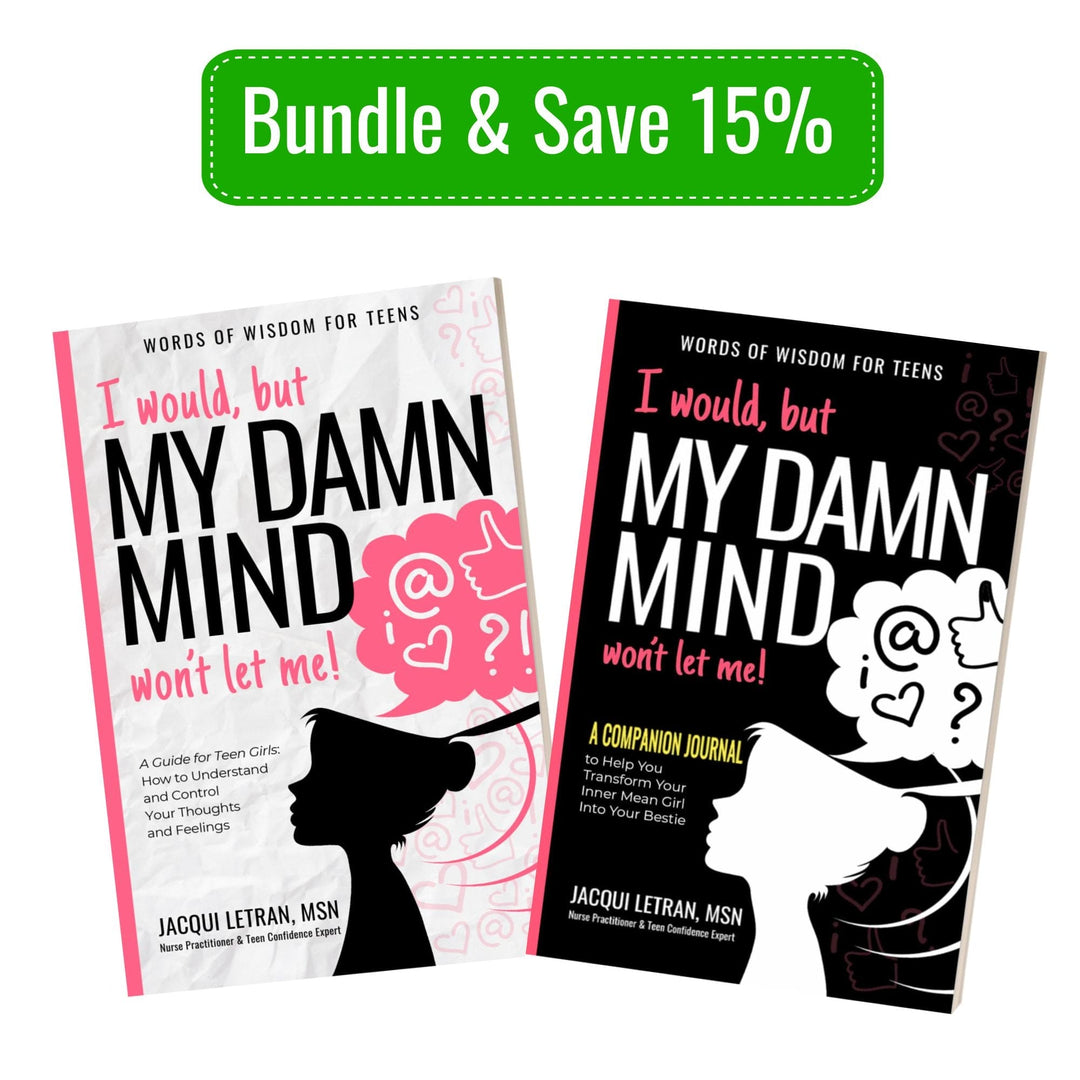 Teen Girls Damn Mind Book & Companion Journal Bundle by Jacqui Letran, paperback with colorful cover and matching