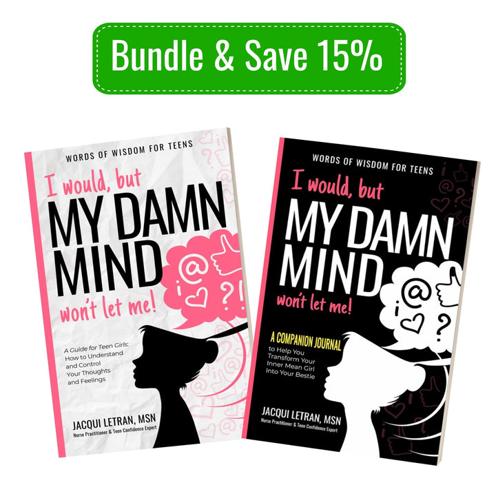 Teen Girls Damn Mind Book & Companion Journal Bundle by Jacqui Letran, paperback with colorful cover and matching