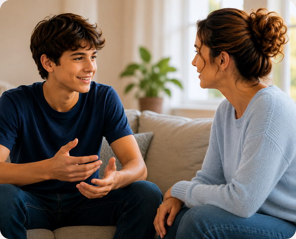 Teen son opening up