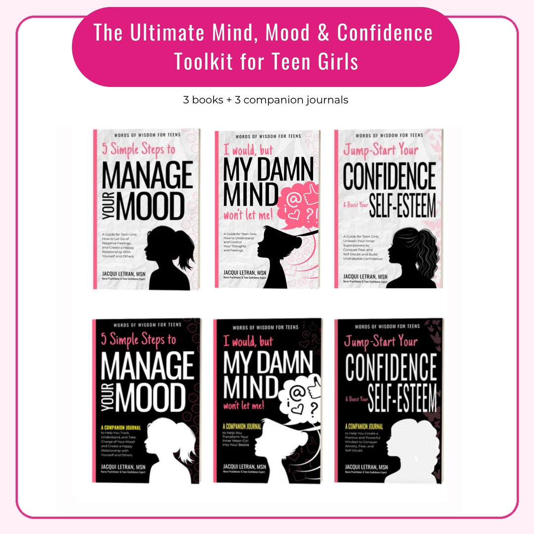 the complete words of wisdom for teens book series. contains 3 books plus 3 companion journals for teen girls by jacqui letran. 
