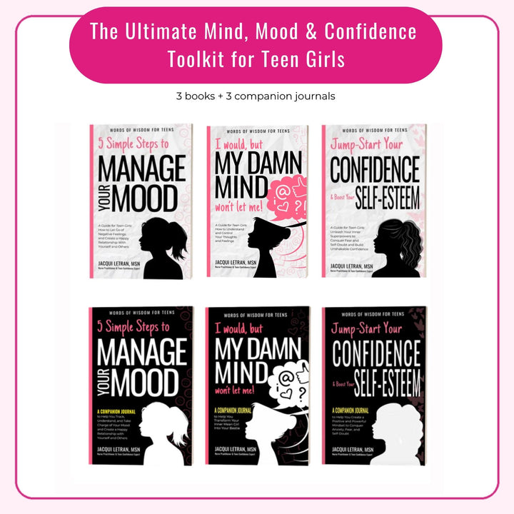 the complete words of wisdom for teens book series. contains 3 books plus 3 companion journals for teen girls by jacqui letran. 