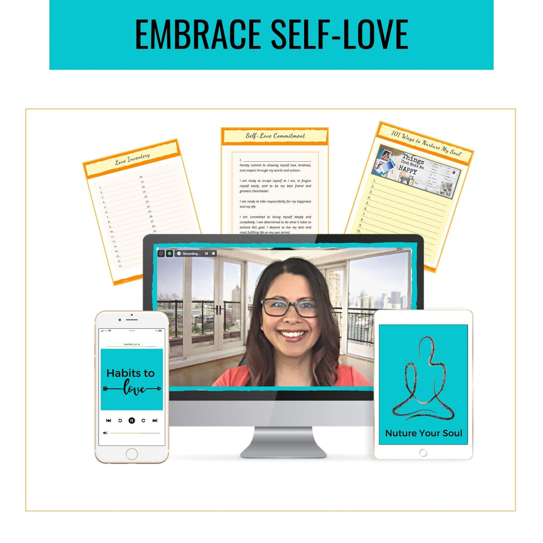 Jacqui Letran RENEW course cover featuring embossed gold lettering on textured teal fabric background with white and gold