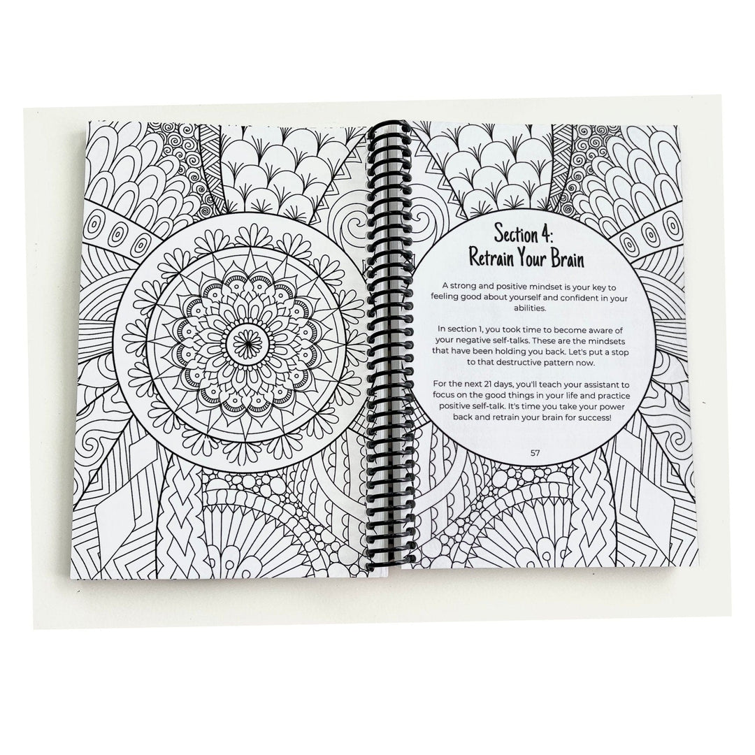 Close-up of the spiral binding and textured cover surface of the Teen Girls: Damn Mind journal, showcasing its durable metal