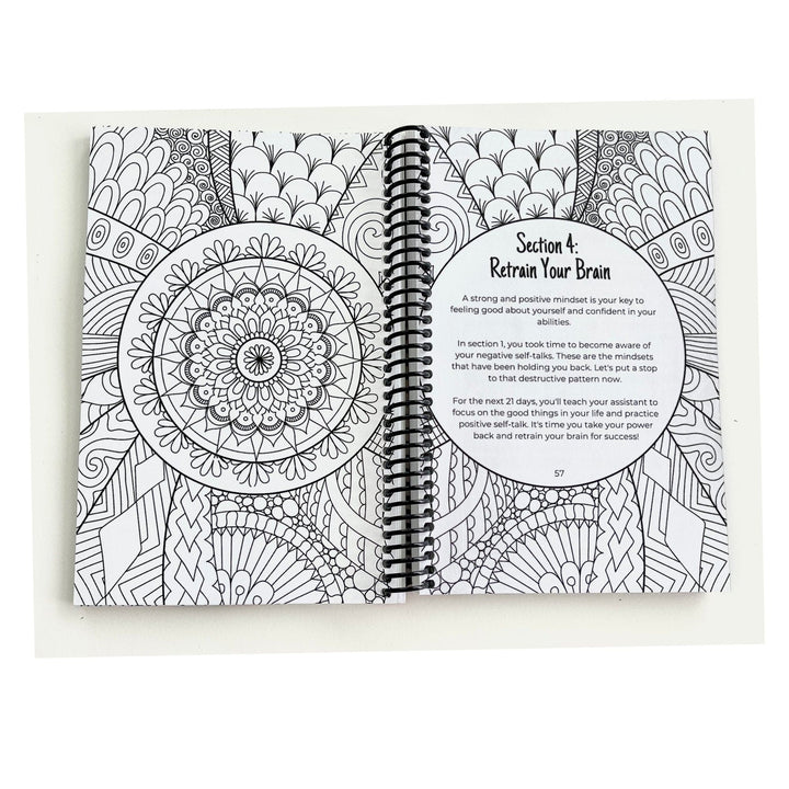 Close-up of the spiral binding and textured cover surface of the Teen Girls: Damn Mind journal, showcasing its durable metal